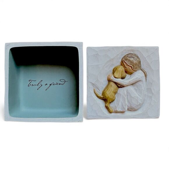 Vtg DEMDACO Willow Tree “TRUE” Trinket Box - “Truly a Friend” Girl w/Dog 2003 - Picture 5 of 14